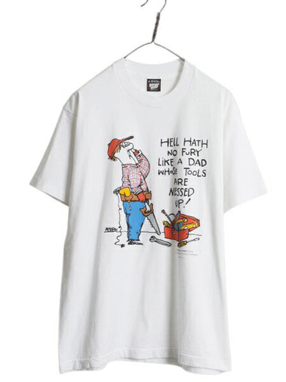 デッドストック 90s USA製 ジョーク キャラクター イラスト プリント Tシャツ メンズ XL / オールド アート シングルステッチ 大きいサイズ