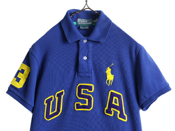 ミドルポニー ■ ポロ ラルフローレン 鹿の子 半袖 ポロシャツ メンズ S / POLO 半袖シャツ ナンバリング カスタムフィット USA ワッペン