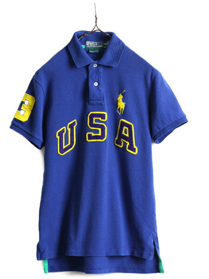ミドルポニー ■ ポロ ラルフローレン 鹿の子 半袖 ポロシャツ メンズ S / POLO 半袖シャツ ナンバリング カスタムフィット USA ワッペン