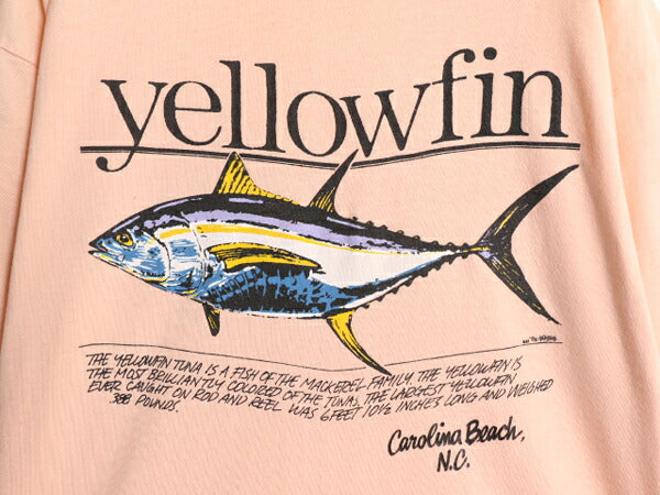 90s USA製 フィッシュ アート イラスト プリント Tシャツ メンズ XL オールド シングルステッチ ヘビーウェイト 大きいサイズ 半袖Tシャツ
