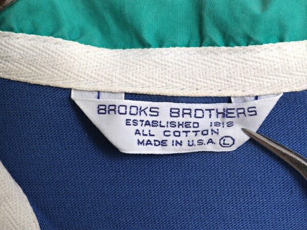 80s USA製 ブルックスブラザーズ ボーダー 半袖 ポロシャツ メンズ L ヴィンテージ Brooks Brothers 半袖シャツ コットン ラグビー タイプ