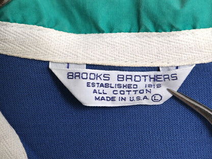 80s USA製 ブルックスブラザーズ ボーダー 半袖 ポロシャツ メンズ L ヴィンテージ Brooks Brothers 半袖シャツ コットン ラグビー タイプ