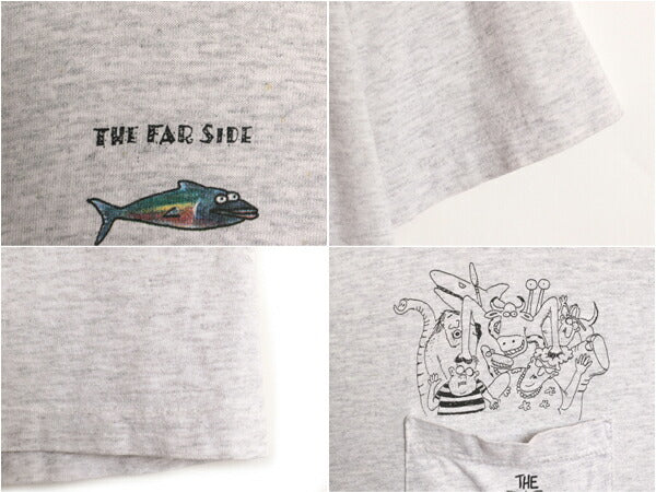 90s USA製 ジョーク イラスト プリント Tシャツ メンズ XL オールド アート キャラクター シングルステッチ 大きいサイズ ポケット付き 灰