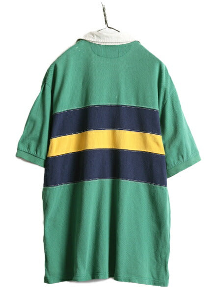 大きいサイズ XL ■ ポロ ラルフローレン ボーダー 半袖 ポロシャツ メンズ / 古着 POLO 半袖シャツ ラガー シャツ タイプ ラグビーシャツ