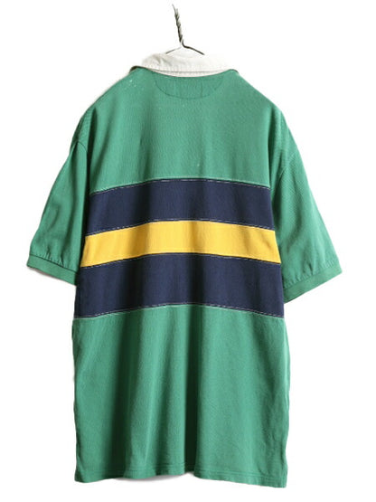 大きいサイズ XL ■ ポロ ラルフローレン ボーダー 半袖 ポロシャツ メンズ / 古着 POLO 半袖シャツ ラガー シャツ タイプ ラグビーシャツ