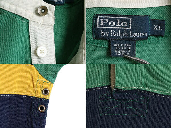 大きいサイズ XL ■ ポロ ラルフローレン ボーダー 半袖 ポロシャツ メンズ / 古着 POLO 半袖シャツ ラガー シャツ タイプ ラグビーシャツ