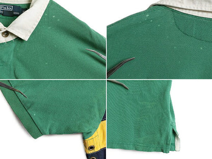 大きいサイズ XL ■ ポロ ラルフローレン ボーダー 半袖 ポロシャツ メンズ / 古着 POLO 半袖シャツ ラガー シャツ タイプ ラグビーシャツ