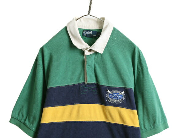 大きいサイズ XL ■ ポロ ラルフローレン ボーダー 半袖 ポロシャツ メンズ / 古着 POLO 半袖シャツ ラガー シャツ タイプ ラグビーシャツ