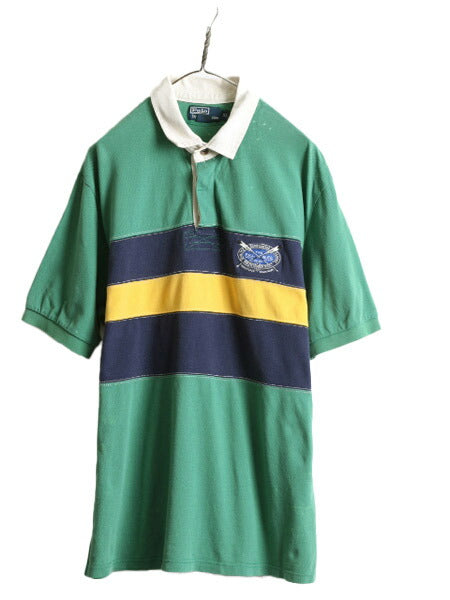 大きいサイズ XL ■ ポロ ラルフローレン ボーダー 半袖 ポロシャツ メンズ / 古着 POLO 半袖シャツ ラガー シャツ タイプ ラグビーシャツ