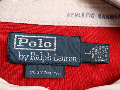 ■ ポロ ラルフローレン ボーダー 半袖 ラガー シャツ メンズ L / 古着 POLO 半袖シャツ ラグビーシャツ カスタムフィット ヘビーウェイト
