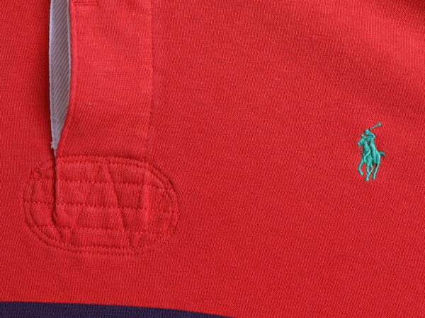 ■ ポロ ラルフローレン ボーダー 半袖 ラガー シャツ メンズ L / 古着 POLO 半袖シャツ ラグビーシャツ カスタムフィット ヘビーウェイト