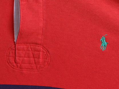 ■ ポロ ラルフローレン ボーダー 半袖 ラガー シャツ メンズ L / 古着 POLO 半袖シャツ ラグビーシャツ カスタムフィット ヘビーウェイト
