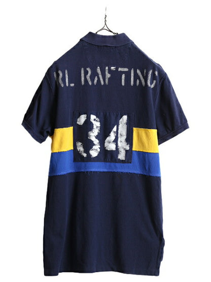■ ポロ ラルフローレン ボーダー 半袖 ポロシャツ メンズ M 古着 POLO 半袖シャツ ラガー シャツ タイプ ラグビーシャツ カスタムフィット