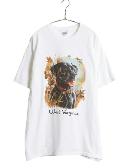00s ドッグ アート プリント 半袖 Tシャツ メンズ レディース L オールド イラスト 犬 アニマル グラフィック ヘビーウェイト キャラクター