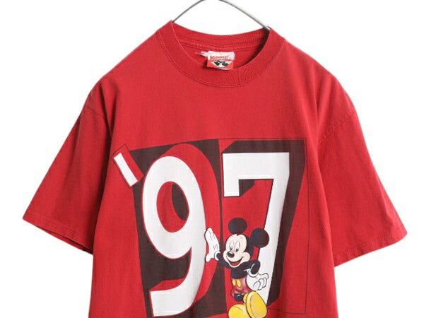 90s USA製 ミッキー イラスト 両面 プリント Tシャツ メンズ レディース L オールド ディズニー オフィシャル キャラクター ヘビーウェイト