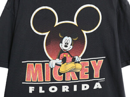 90s ミッキー イラスト プリント Tシャツ メンズ レディース XXL / オールド ディズニー オフィシャル キャラクター 大きいサイズ ブラック