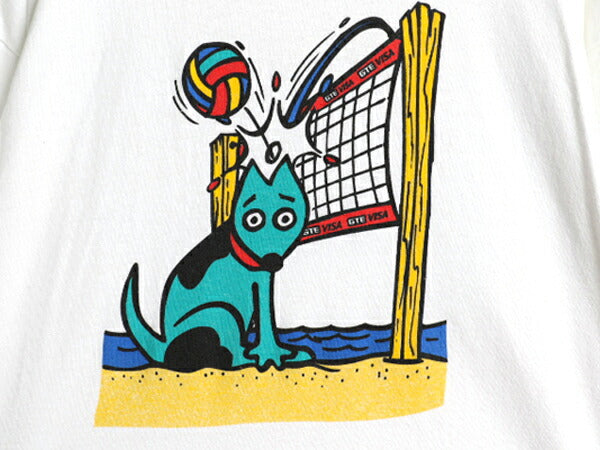 90s USA製 企業 イラスト キャラクター プリント Tシャツ メンズ XL / オールド グラフィック GTE VISA シングルステッチ 大きいサイズ 白
