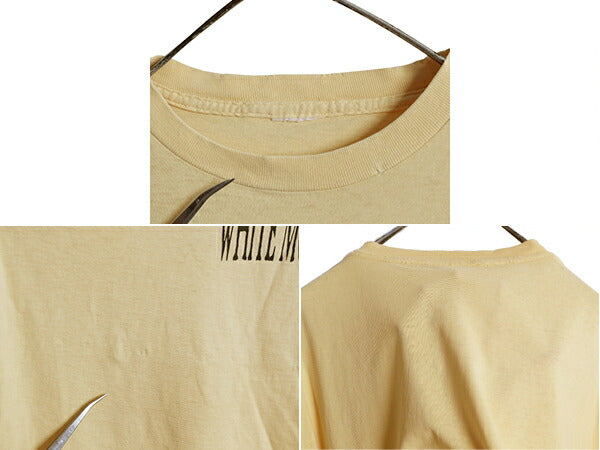 90s アート イラスト プリント Tシャツ メンズ XL 程 古着 オールド 大きいサイズ グラフィック シングルステッチ ヘビーウェイト イエロー