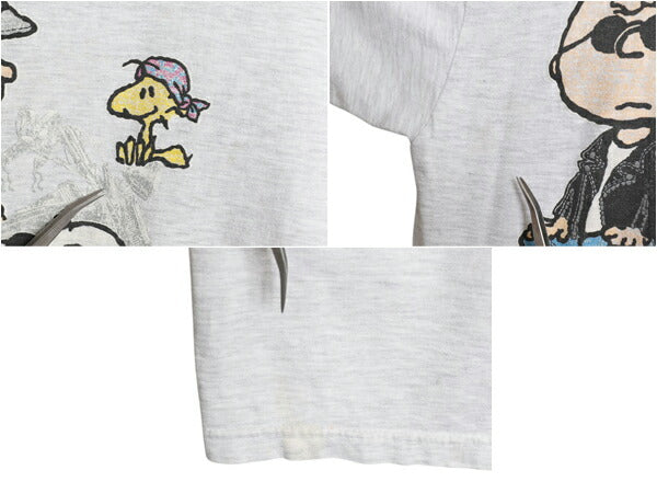 90s 00s スヌーピー バイク イラスト プリント Tシャツ メンズ レディース XL 程 オールド キャラクター ピーナッツ ハーレー 大きいサイズ