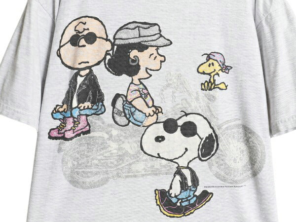 90s 00s スヌーピー バイク イラスト プリント Tシャツ メンズ レディース XL 程 オールド キャラクター ピーナッツ ハーレー 大きいサイズ