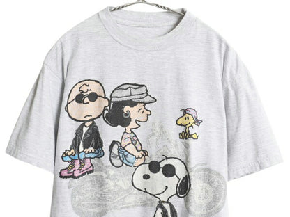 90s 00s スヌーピー バイク イラスト プリント Tシャツ メンズ レディース XL 程 オールド キャラクター ピーナッツ ハーレー 大きいサイズ