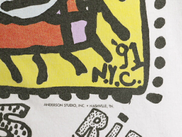 00s 企業 アート イラスト プリント Tシャツ メンズ XL 古着 00年代 オールド グラフィック 企業物 大きいサイズ ヘビーウェイト ホワイト