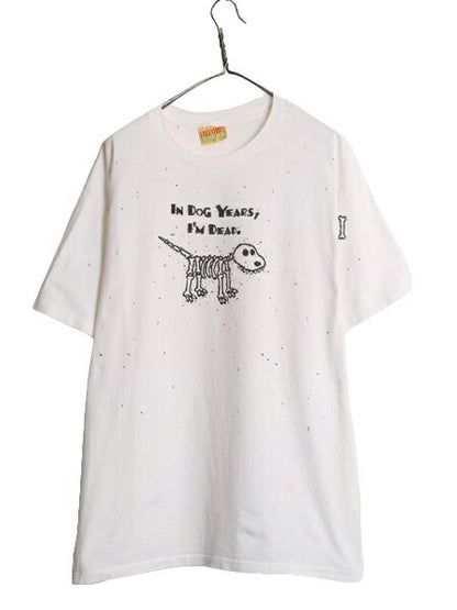 90s USA製 ジョーク アニマル キャラクター イラスト プリント Tシャツ メンズ XL 古着 オールド アート シングルステッチ ヘビーウェイト