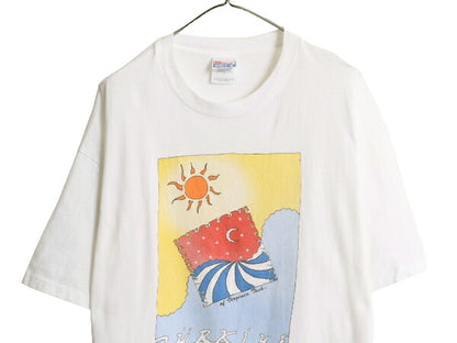 00s カレッジ アート イラスト プリント Tシャツ メンズ XL 00年代 オールド グラフィック 大きいサイズ ヘビーウェイト シングルステッチ