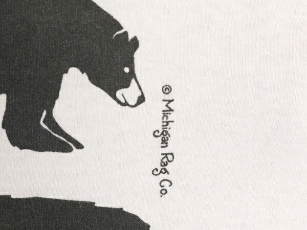 90s USA製 ミシガンラグ アニマル アート イラスト プリント Tシャツ メンズ レディース L 90年代 総柄 MICHIGAN RAG シングルステッチ 白