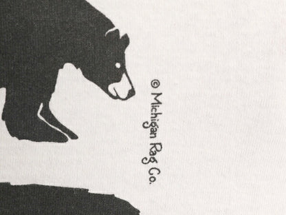 90s USA製 ミシガンラグ アニマル アート イラスト プリント Tシャツ メンズ レディース L 90年代 総柄 MICHIGAN RAG シングルステッチ 白