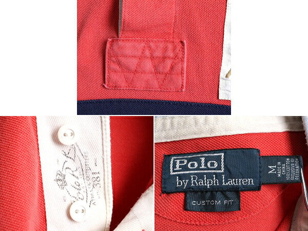 ■ ポロ ラルフローレン 鹿の子 半袖 ポロシャツ メンズ M / POLO 半袖シャツ ラガー シャツ タイプ ラグビー ボーダー カスタムフィット
