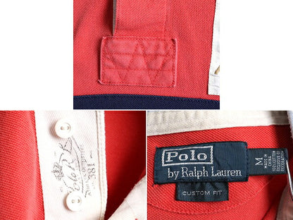■ ポロ ラルフローレン 鹿の子 半袖 ポロシャツ メンズ M / POLO 半袖シャツ ラガー シャツ タイプ ラグビー ボーダー カスタムフィット