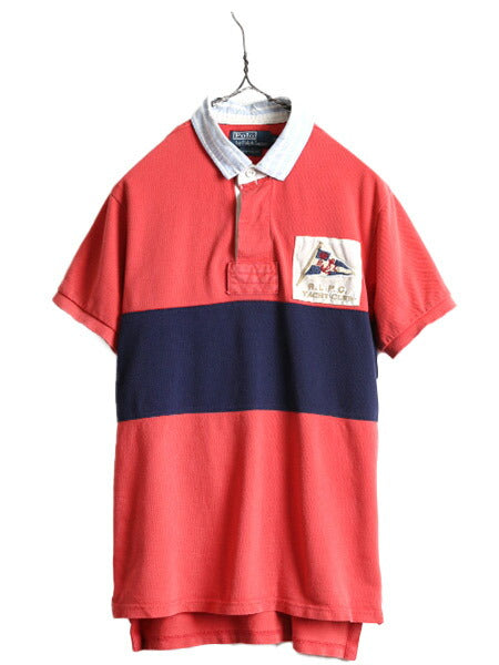 ■ ポロ ラルフローレン 鹿の子 半袖 ポロシャツ メンズ M / POLO 半袖シャツ ラガー シャツ タイプ ラグビー ボーダー カスタムフィット