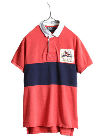 ■ ポロ ラルフローレン 鹿の子 半袖 ポロシャツ メンズ M / POLO 半袖シャツ ラガー シャツ タイプ ラグビー ボーダー カスタムフィット