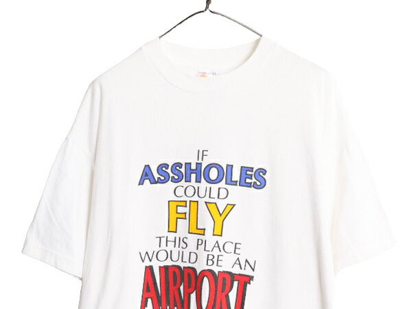 90s ジョーク メッセージ プリント 半袖 Tシャツ メンズ XL / 古着 90年代 オールド グラフィック 大きいサイズ シングルステッチ ホワイト