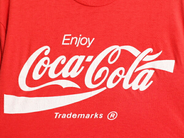 80s コカコーラ プリント 半袖 Tシャツ メンズ レディース S 程 / 古着 80年代 ヴィンテージ 企業 Coca Cola シングルステッチ ロゴ レッド