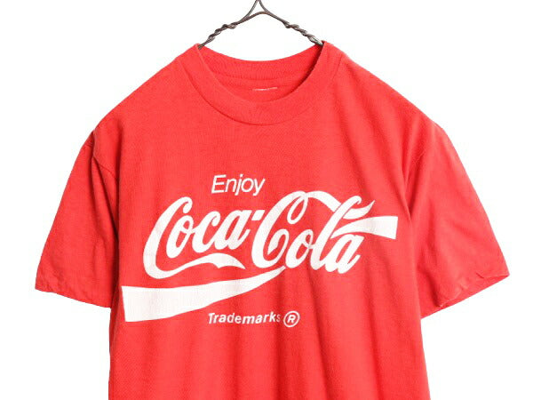 80s コカコーラ プリント 半袖 Tシャツ メンズ レディース S 程 / 古着 80年代 ヴィンテージ 企業 Coca Cola シングルステッチ ロゴ レッド