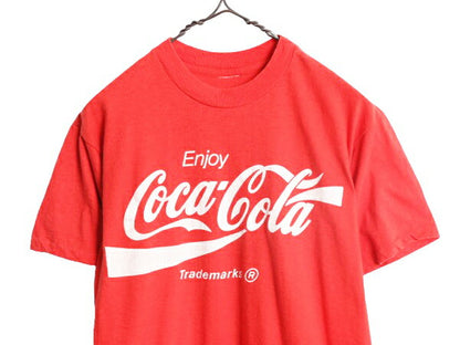 80s コカコーラ プリント 半袖 Tシャツ メンズ レディース S 程 / 古着 80年代 ヴィンテージ 企業 Coca Cola シングルステッチ ロゴ レッド