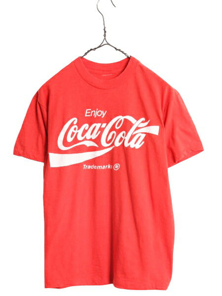 80s コカコーラ プリント 半袖 Tシャツ メンズ レディース S 程 / 古着 80年代 ヴィンテージ 企業 Coca Cola シングルステッチ ロゴ レッド