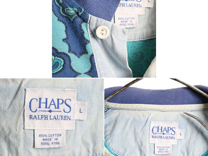 90s ■ チャップス ラルフローレン 総柄 鹿の子 半袖 ポロシャツ ( メンズ L ) 古着 90年代 ポロ オールド CHAPS POLO 半袖シャツ ボックス