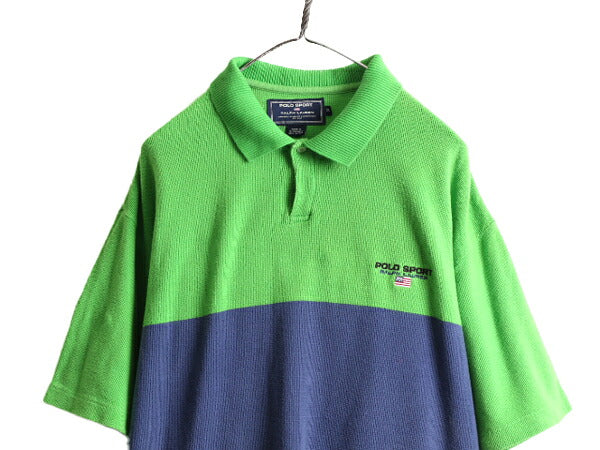 00s 大きいサイズ XL ■ ポロスポーツ ラルフローレン 半袖 ポロシャツ メンズ / 古着 00年代 オールド POLO SPORT ポロ サーマル 2トーン