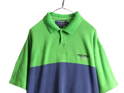 00s 大きいサイズ XL ■ ポロスポーツ ラルフローレン 半袖 ポロシャツ メンズ / 古着 00年代 オールド POLO SPORT ポロ サーマル 2トーン