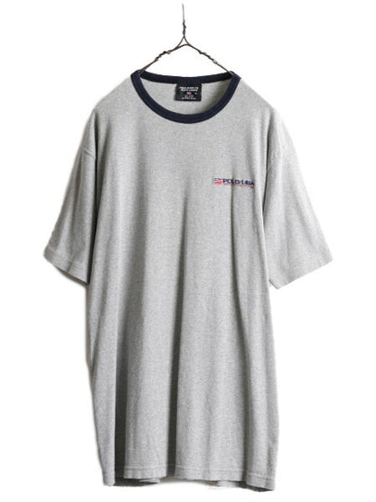 大きいサイズ XL ■ ポロ ラルフローレン 半袖 リンガー Tシャツ メンズ / 古着 POLO JEANS 星条旗 ロゴ刺繍 ワンポイント ヘビーウェイト