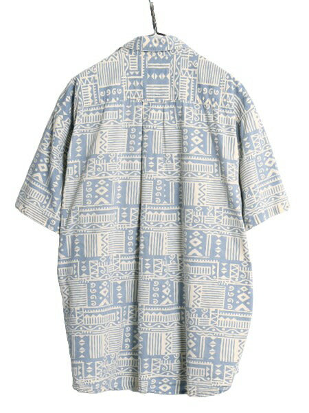 00s オービス 半袖 アロハ シャツ メンズ XXL 古着 00年代 オールド ORVIS アウトドア コットン 総柄 ハワイアン ネイティブ 大きいサイズ