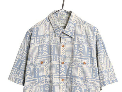 00s オービス 半袖 アロハ シャツ メンズ XXL 古着 00年代 オールド ORVIS アウトドア コットン 総柄 ハワイアン ネイティブ 大きいサイズ