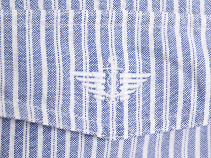 90s ドッカーズ リーバイス ストライプ 半袖 ボタンダウン シャツ メンズ M 90年代 オールド LEVIS DOCKERS オックスフォード コットン BD