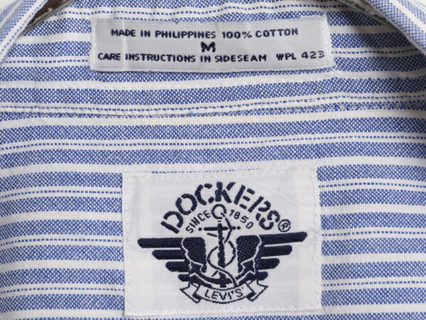 90s ドッカーズ リーバイス ストライプ 半袖 ボタンダウン シャツ メンズ M 90年代 オールド LEVIS DOCKERS オックスフォード コットン BD