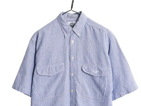 90s ドッカーズ リーバイス ストライプ 半袖 ボタンダウン シャツ メンズ M 90年代 オールド LEVIS DOCKERS オックスフォード コットン BD