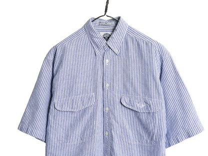 90s ドッカーズ リーバイス ストライプ 半袖 ボタンダウン シャツ メンズ M 90年代 オールド LEVIS DOCKERS オックスフォード コットン BD