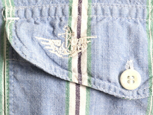 90s ■ ドッカーズ リーバイス 100% コットン ストライプ 半袖 シャンブレー シャツ メンズ XL 90年代 オールド LEVIS DOCKERS 半袖シャツ